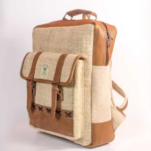 Pouchful Hemp & Cotton 17 inch Backpack (Multi Patch)